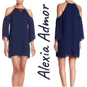 Alexia Admor Navy Cold Shoulder Mini Dress, Large